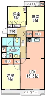 三浦海岸ハイツ13号棟【4階】の間取り