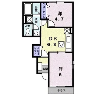 ラフィーネB【1階】の間取り