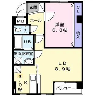 東仙台レジデンス弐番館【3階】の間取り