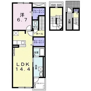 ヴェゼル【3階】の間取り