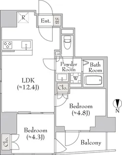 ルミークアン入谷【14階】の間取り
