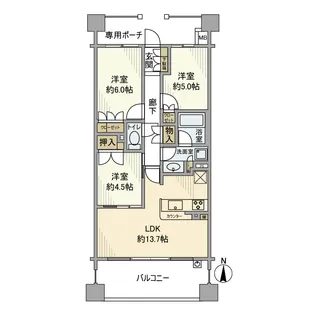 パークハウス鶴見栄町公園【6階】の間取り
