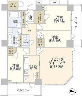 THEKOSUGITOWER【49階】の間取り