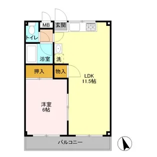 コミューン岩嶋【1階】の間取り