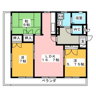 ジュノーピア宮後【2階】の間取り