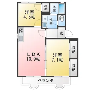 セヴェル美和B【2階】の間取り