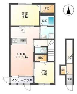 FLATSTELLAR隅の浜【2階】の間取り