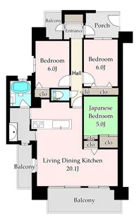 サーパス清水新居【6階】の間取り