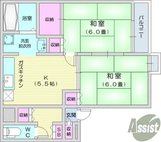 グリーンハイツB【2階】の間取り