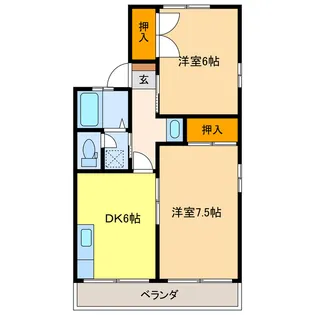 2DKの間取り画像