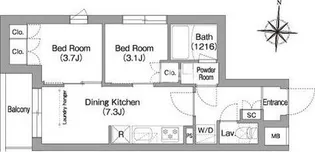 コンフォリア・リヴ南品川【3階】の間取り