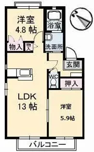 コスモス川棚 B棟【1階】の間取り