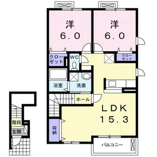 プリマヴェーラB【2階】の間取り