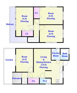 大阪府柏原市旭ケ丘1【一戸建】の間取り