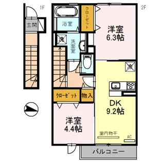 エクレール福井【2階】の間取り