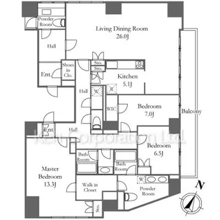 ザ・ベルグレイヴィア麻布【21階】の間取り