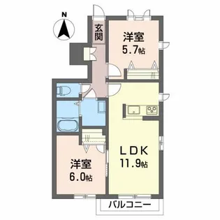 シャーメゾンアネシス【1階】の間取り