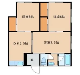 宇佐川ハイツ【2階】の間取り