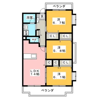 Kグラシア【3階】の間取り