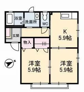 ドミール Y・K B棟【1階】の間取り