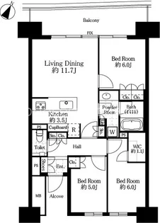 HARUMI FLAG SUN VILLAGE B棟【12階】の間取り