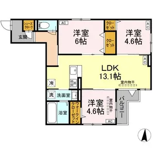 ブリューテ大和東【3階】の間取り