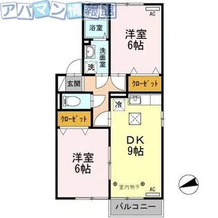 フラッツウィンドB棟【2階】の間取り