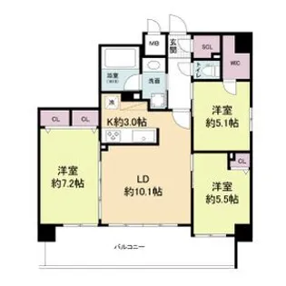 スプランディッド池田呉服町【6階】の間取り
