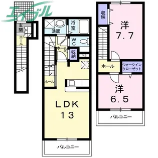 シャトーブリエI【2階】の間取り