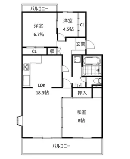 芳川ハイツ1号棟【2階】の間取り
