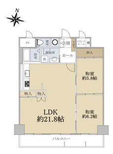 ライオンズマンション北六条【5階】の間取り