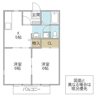 サンハイツオオウチ B【2階】の間取り
