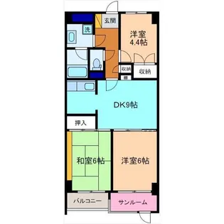クルエボヌール駅西【3階】の間取り