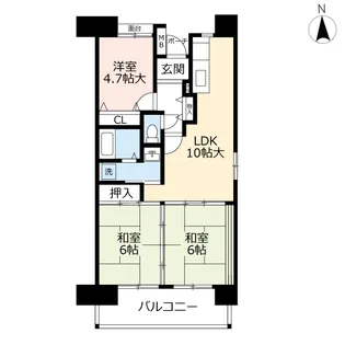 URアーベインルネス片野【7階】の間取り