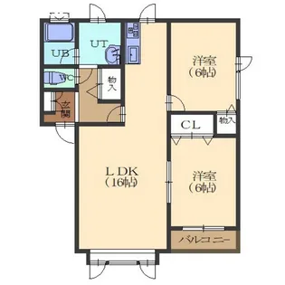 2LDKの間取り画像