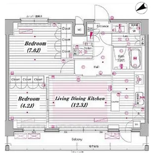 グランド・ガーラ白金高輪【12階】の間取り