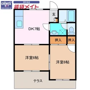 明石ハイツA【1階】の間取り