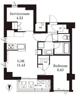 フレンシア青葉台【4階】の間取り