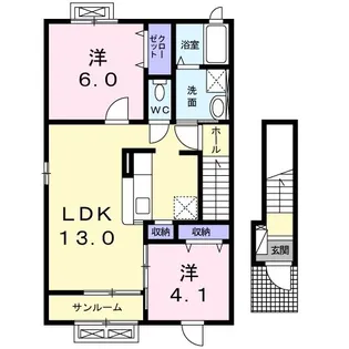 エスポワール仁井田I【2階】の間取り