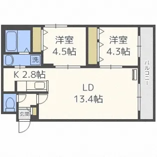 ドルチェ平岸【3階】の間取り