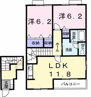 リバーサイドハウスH&N-A【2階】の間取り