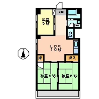 蜆橋ハイツ【1階】の間取り