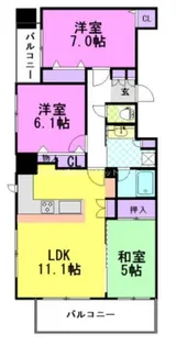 ザ・レジデンス宇都宮【7階】の間取り