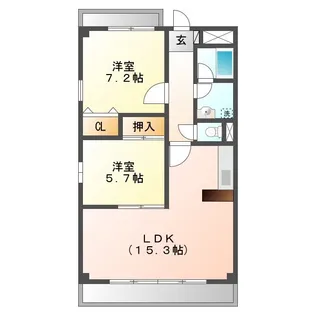 シティーライフ原【2階】の間取り