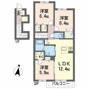 シャーメゾン ベルベディア II【2階】の間取り