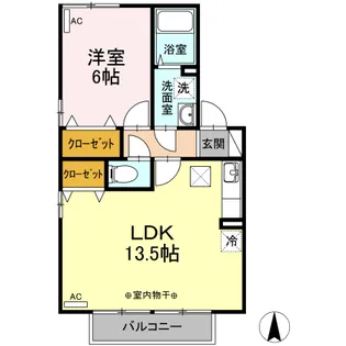 千歳山タウンハウス B【1階】の間取り