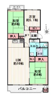 我孫子ビレジ13号棟【5階】の間取り