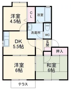 プラースII B【1階】の間取り