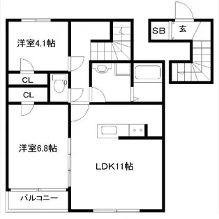 レジデンスシーマII【2階】の間取り