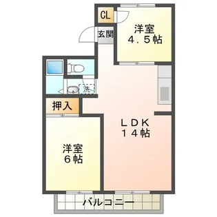 2LDKの間取り画像